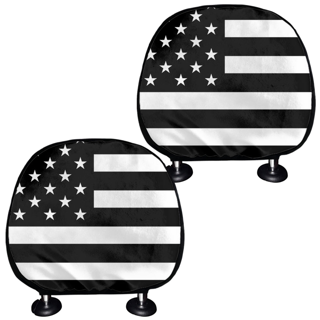 Black American Flag Print Car Headrest Covers