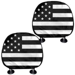 Black American Flag Print Car Headrest Covers