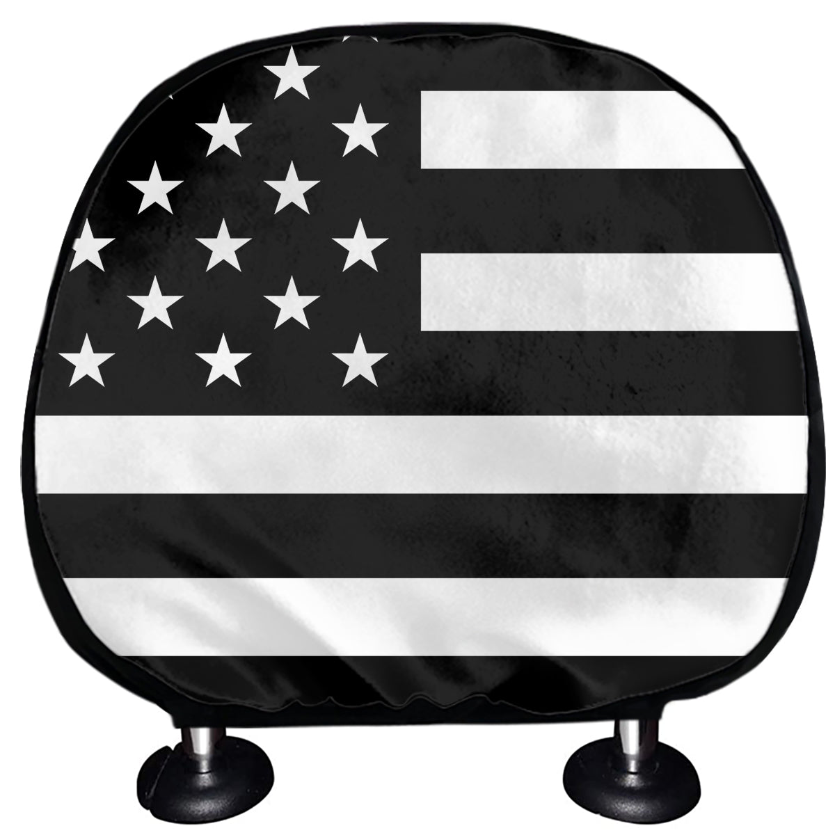 Black American Flag Print Car Headrest Covers