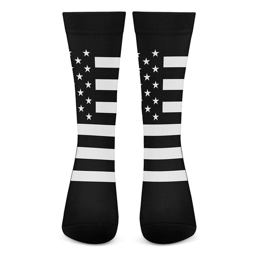 Black American Flag Print Crew Socks