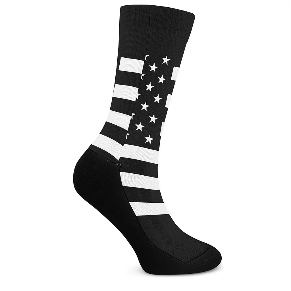 Black American Flag Print Crew Socks
