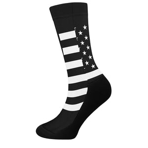 Black American Flag Print Crew Socks