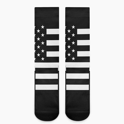 Black American Flag Print Crew Socks