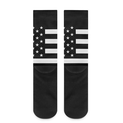 Black American Flag Print Crew Socks
