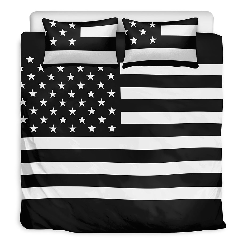 Black American Flag Print Duvet Cover Bedding Set