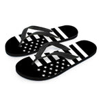 Black American Flag Print Flip Flops