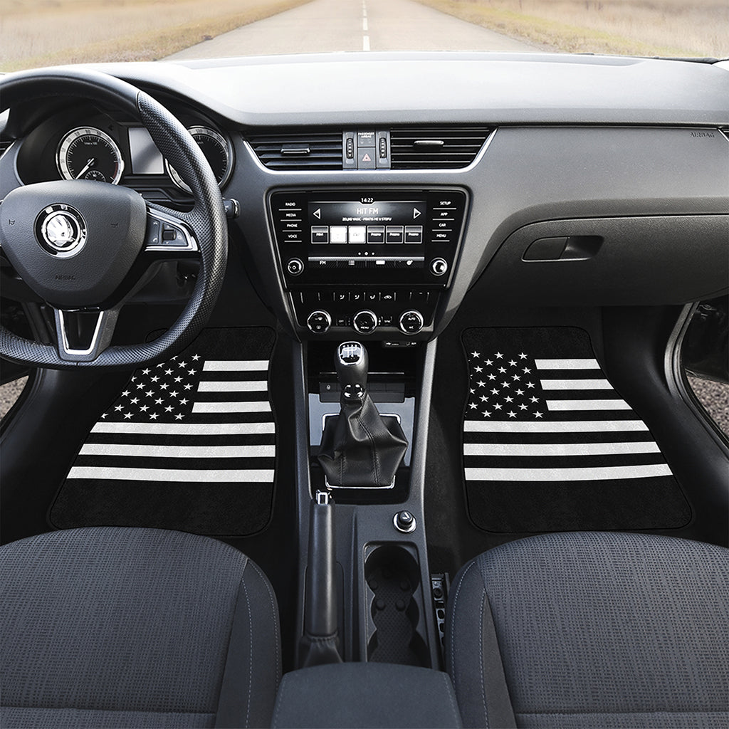 Black American Flag Print Front and Back Car Floor Mats