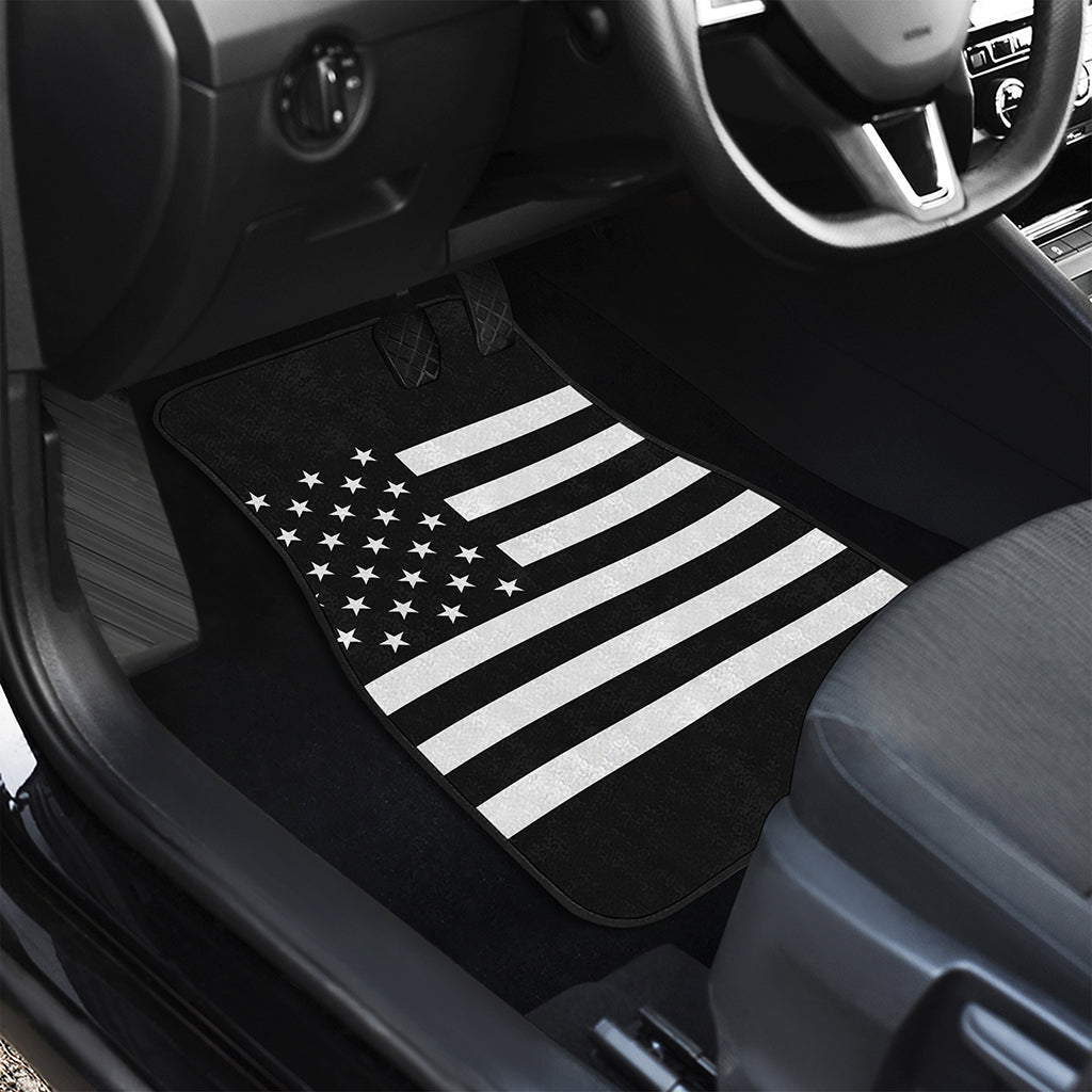 Black American Flag Print Front and Back Car Floor Mats