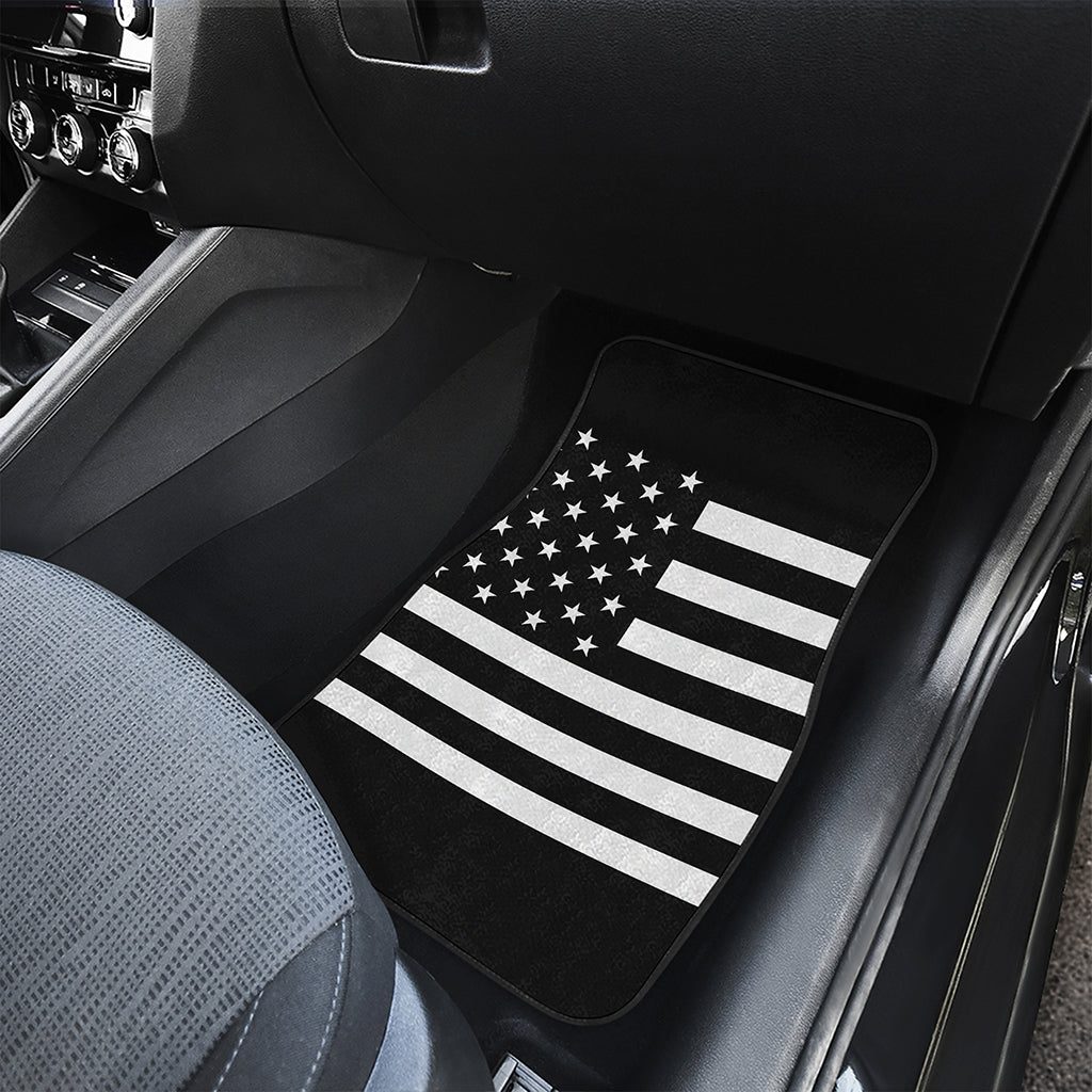 Black American Flag Print Front and Back Car Floor Mats