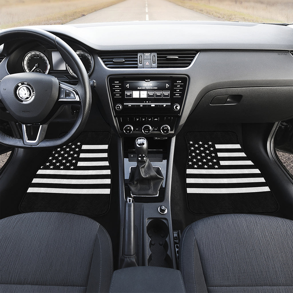 Black American Flag Print Front Car Floor Mats