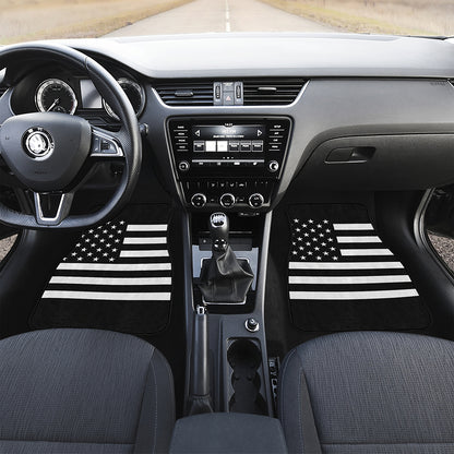 Black American Flag Print Front Car Floor Mats