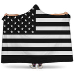 Black American Flag Print Hooded Blanket