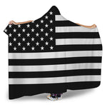Black American Flag Print Hooded Blanket