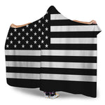 Black American Flag Print Hooded Blanket