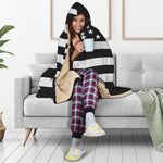 Black American Flag Print Hooded Blanket