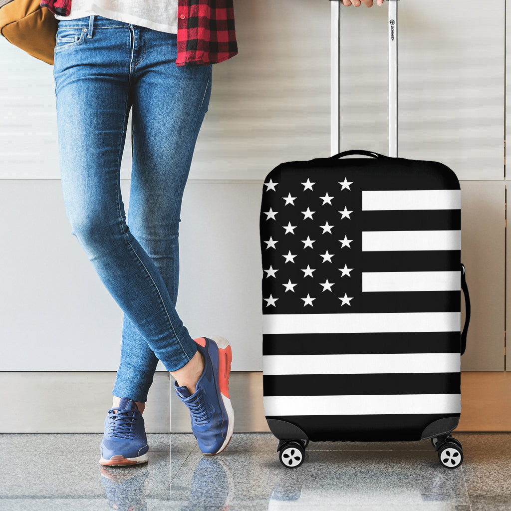 Black American Flag Print Luggage Cover