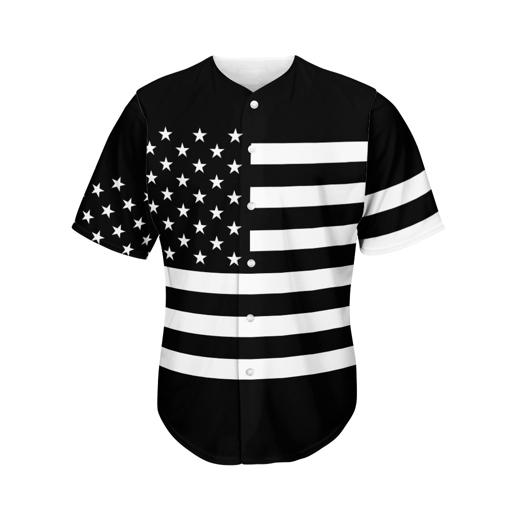 Black American Flag Print Men's Baseball Jersey