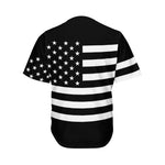 Black American Flag Print Men's Baseball Jersey