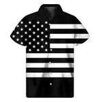 Black American Flag Print Men's Short Sleeve Shirt