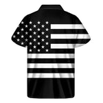 Black American Flag Print Men's Short Sleeve Shirt