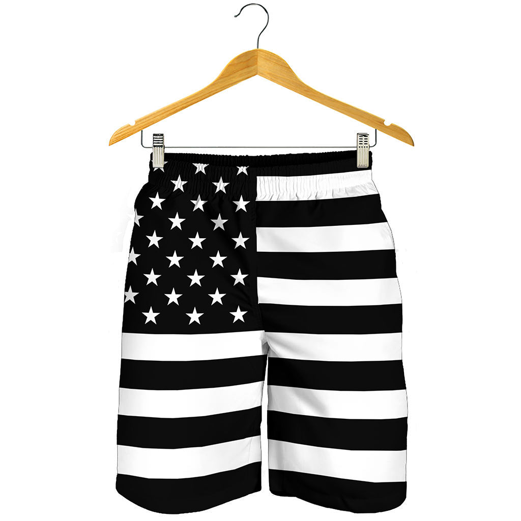 Black American Flag Print Men's Shorts