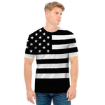 Black American Flag Print Men's T-Shirt