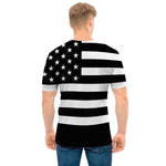 Black American Flag Print Men's T-Shirt