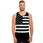 Black American Flag Print Men's Tank Top