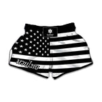 Black American Flag Print Muay Thai Boxing Shorts