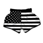 Black American Flag Print Muay Thai Boxing Shorts