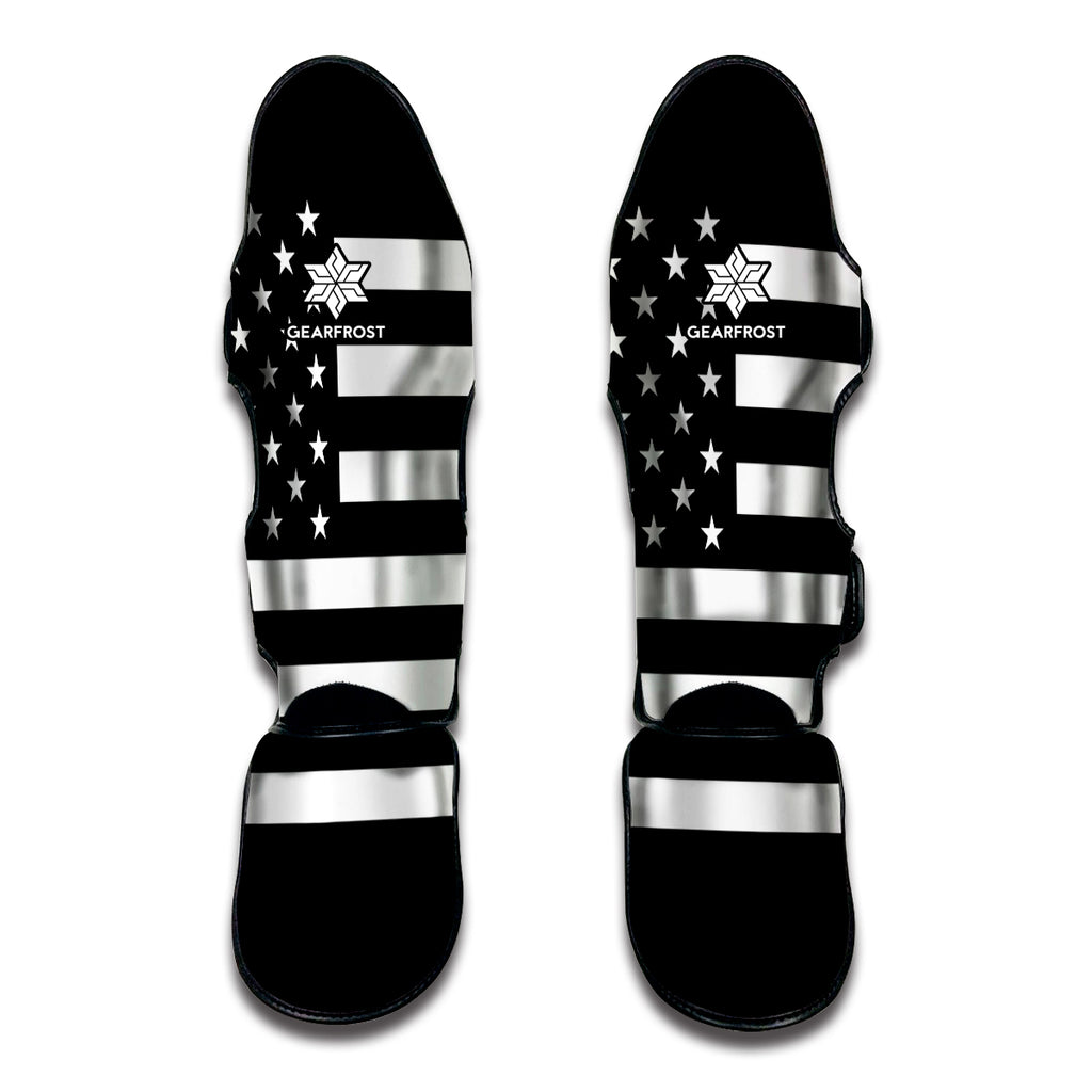 Black American Flag Print Muay Thai Shin Guard