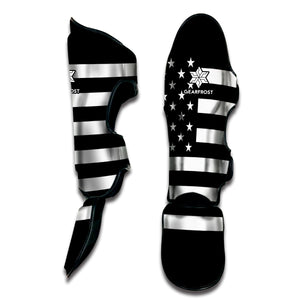 Black American Flag Print Muay Thai Shin Guard