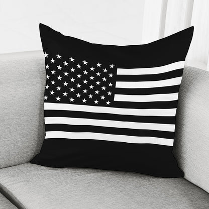 Black American Flag Print Pillow Cover