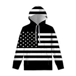 Black American Flag Print Pullover Hoodie