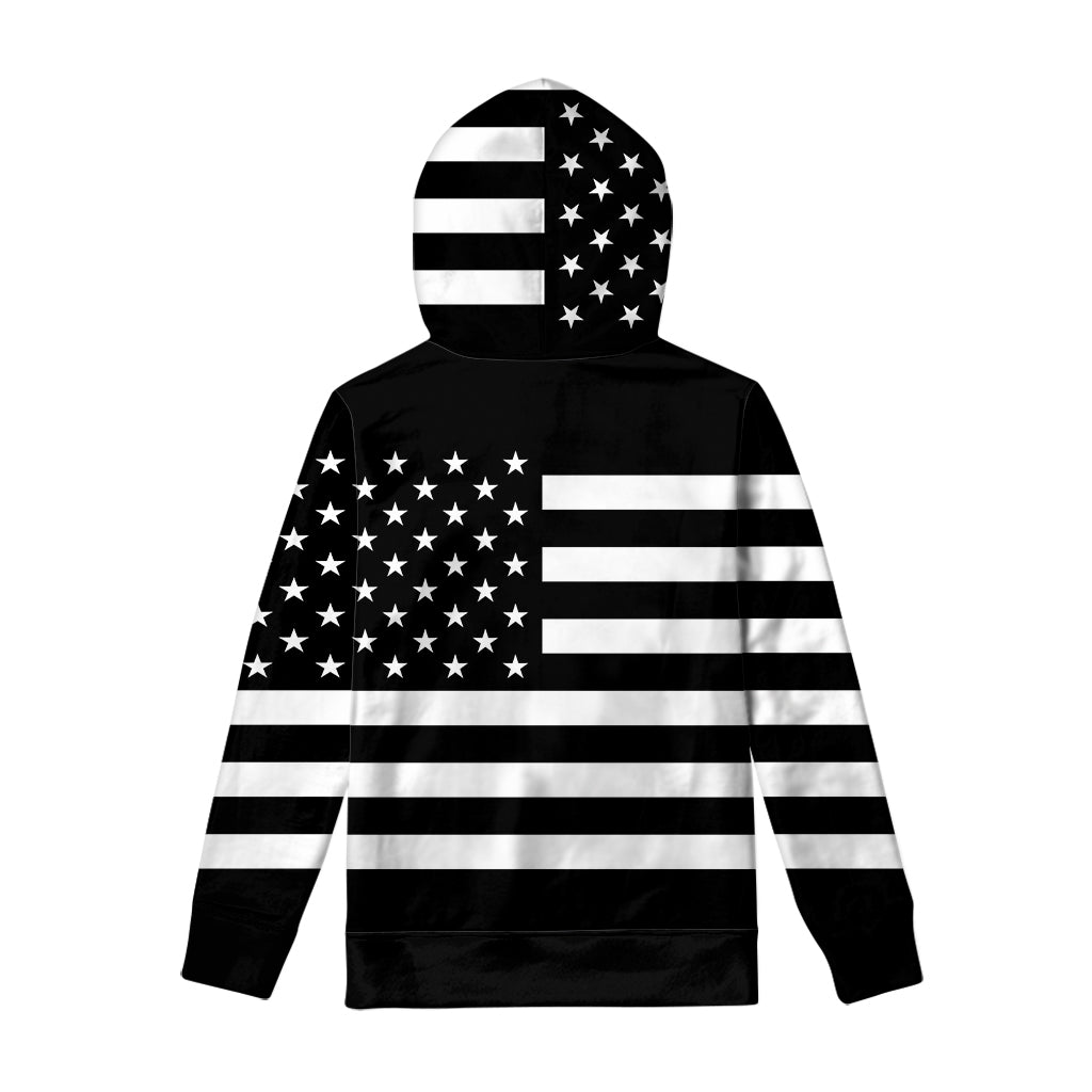 Black American Flag Print Pullover Hoodie