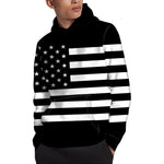 Black American Flag Print Pullover Hoodie