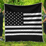 Black American Flag Print Quilt