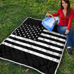 Black American Flag Print Quilt
