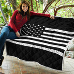 Black American Flag Print Quilt