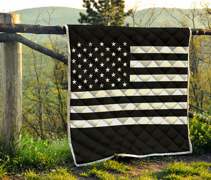 Black American Flag Print Quilt