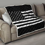 Black American Flag Print Quilt