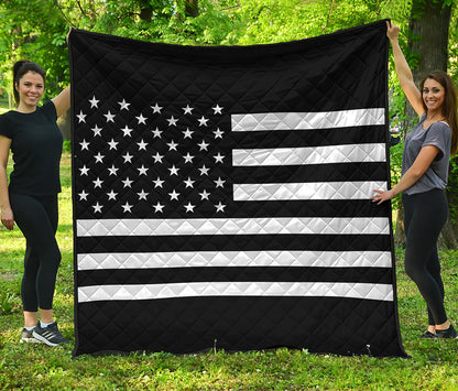 Black American Flag Print Quilt