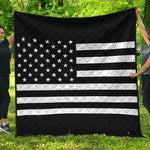 Black American Flag Print Quilt