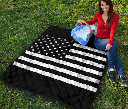 Black American Flag Print Quilt