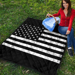 Black American Flag Print Quilt