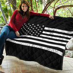 Black American Flag Print Quilt