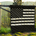 Black American Flag Print Quilt