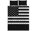 Black American Flag Print Quilt Bed Set