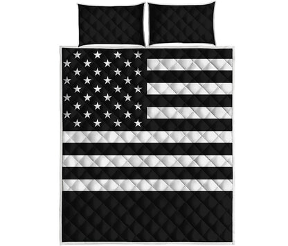 Black American Flag Print Quilt Bed Set