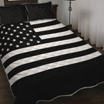 Black American Flag Print Quilt Bed Set